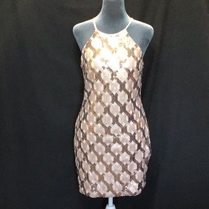 My Michelle blush and rose gold sequin dress size 9